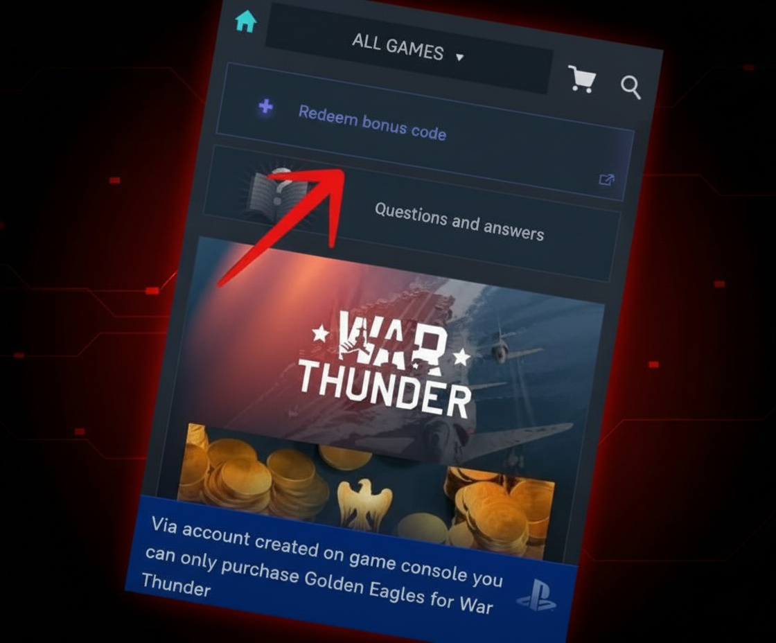 Activate Promo Code button in War Thunder interface